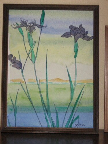 Peinture intitulée "des iris" par Yvon Collas, Œuvre d'art originale