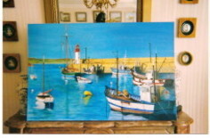 Painting titled "le port d'erquy" by Yvon Vetel, Original Artwork