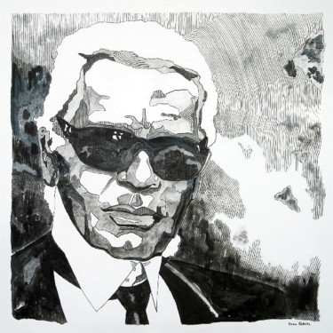 Peinture intitulée "Karl Lagerfeld" par Yvon Kergal, Œuvre d'art originale