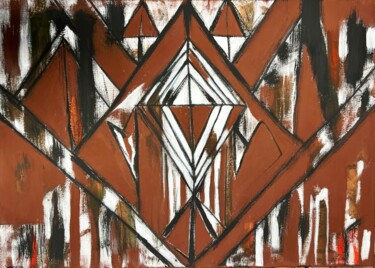 Schilderij getiteld "Heart of Africa" door Yvonne Mwale, Origineel Kunstwerk, Acryl Gemonteerd op Frame voor houten brancard