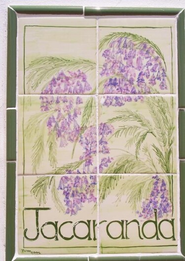 Pintura intitulada "Panel of blossom on…" por Yvonne Palmer, Obras de arte originais