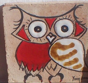 Картина под названием "Owl" - Yvonne Palmer, Подлинное произведение искусства