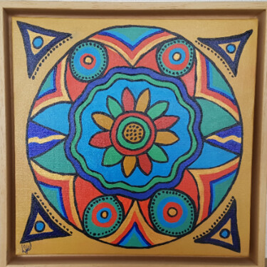 Painting titled "Mandala pauw" by Yvonne Van Dam, Original Artwork, Acrylic