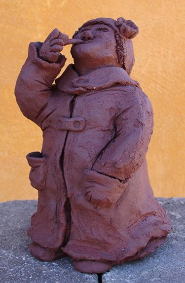 Sculpture titled ""SMOKING LADY"" by Yvonne Omdal, Original Artwork, Ceramics