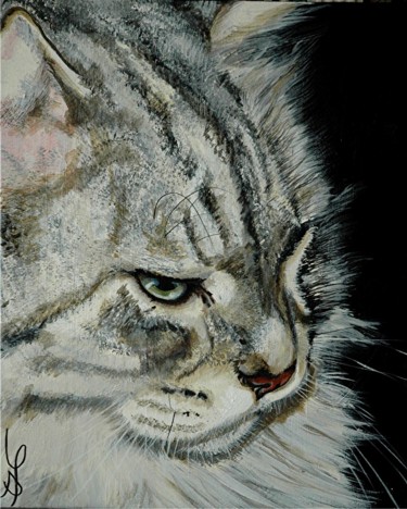 Painting titled "Minou-Maou" by Isabelle Mériot, Original Artwork, Acrylic