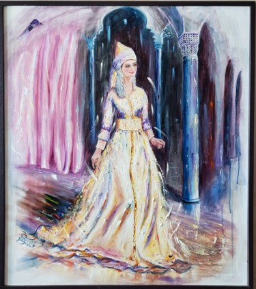 Malerei mit dem Titel "La femme tetouanaise" von Zhor Barghout, Original-Kunstwerk, Öl