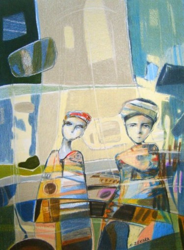 Dessin intitulée "Deux femmes Chawias" par Zekara, Œuvre d'art originale