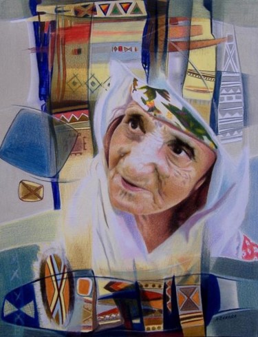 Dessin intitulée "Amghart.Grand-mère…" par Zekara, Œuvre d'art originale, Autre