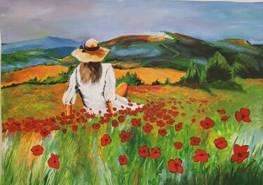 "Mountain Flowers" başlıklı Tablo Z S tarafından, Orijinal sanat, Guaş boya