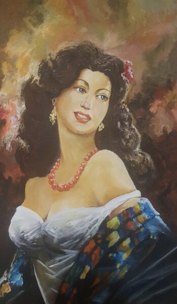Картина под названием "Portrait of a Woman…" - Z S, Подлинное произведение искусства, Масло