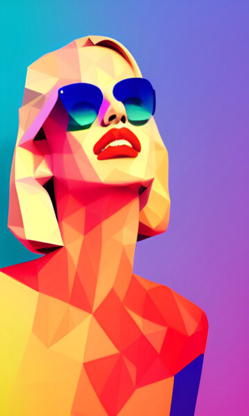 Arts numériques intitulée "Blonde aux lunettes…" par Zaaland, Œuvre d'art originale, Image générée par l'IA