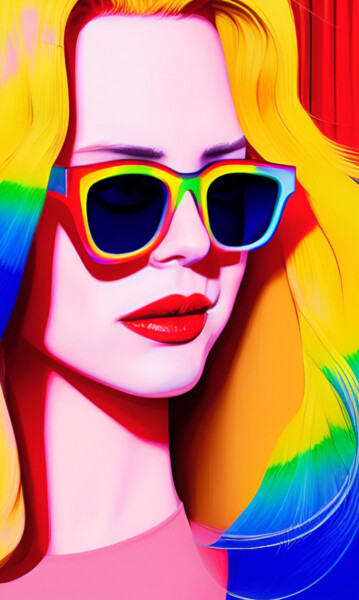 Digital Arts titled "Blonde multicolore…" by Zaaland, Original Artwork, AI generated image