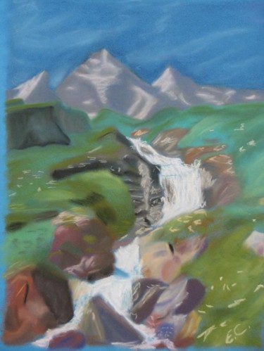 Drawing titled "ruisseau de montagne" by Zabeth, Original Artwork