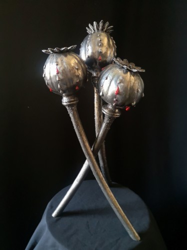 Sculpture titled "Opium" by Evgen Zaborovsky, Original Artwork, Metals