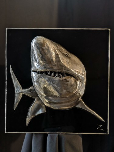 Sculpture intitulée "Shark" par Evgen Zaborovsky, Œuvre d'art originale, Métaux