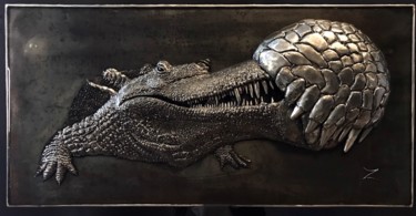 Sculpture intitulée "Sarcosuchus" par Evgen Zaborovsky, Œuvre d'art originale, Métaux