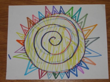 Drawing titled "Colorful Sun" by Zachy, Original Artwork