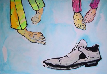 Painting titled "One shoe and four f…" by Janusz Zadurowicz, Original Artwork