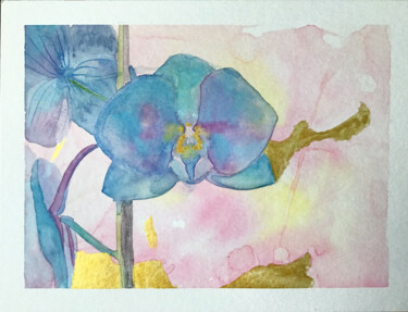 Painting titled "Orchidée" by Zael, Original Artwork, Watercolor