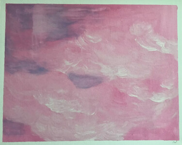 Painting titled "Ciel rose" by Zael, Original Artwork, Acrylic Mounted on Wood Stretcher frame