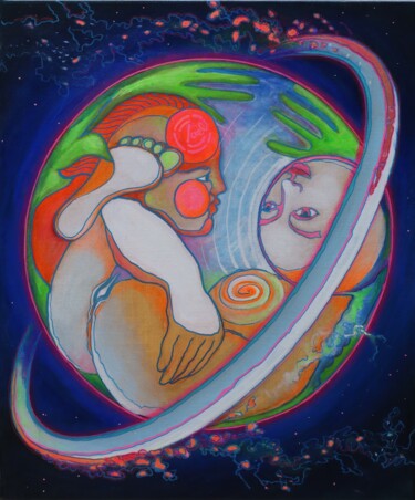 Painting titled "Planète sensuelle" by Zael Arbaca, Original Artwork, Acrylic