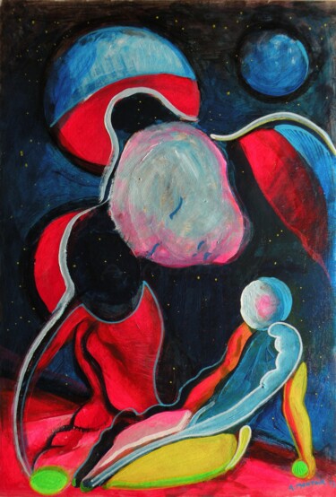 Painting titled "Transmission du mes…" by Zael Arbaca, Original Artwork, Acrylic