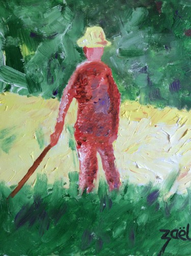 Schilderij getiteld "ZAËL DANS SON JARDIN" door Zaël, Origineel Kunstwerk, Olie