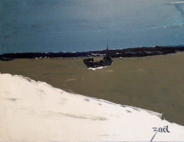Painting titled "BOAT ON THE SEA" by Zaël, Original Artwork, Oil