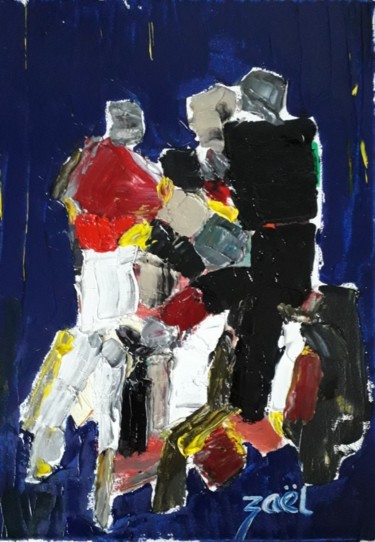 Painting titled "RUGBY, le match" by Zaël, Original Artwork, Oil