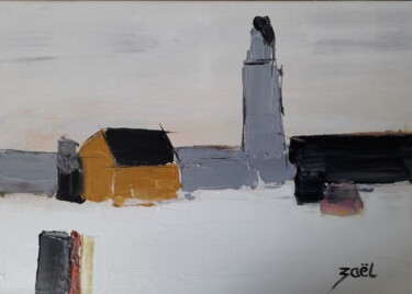 Painting titled "LE PHARE" by Zaël, Original Artwork, Oil Mounted on Wood Stretcher frame