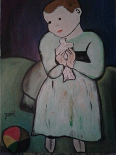 Pintura intitulada "la petite fille au…" por Zaël, Obras de arte originais, Óleo