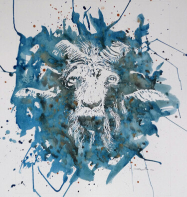 Bélier Peinture intitulée "Bélier" par Elsa Ducourret (Zaelle), Œuvre d'art originale, Aquarelle