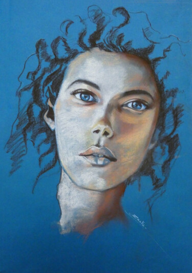 Рисунок под названием "Portrait de femme" - Elsa Ducourret (Zaelle), Подлинное произведение искусства, Пастель