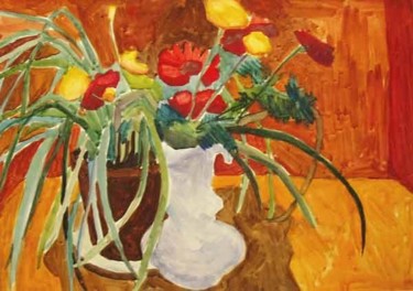 Картина под названием "Flowers" - Vladimir Zagitov, Подлинное произведение искусства
