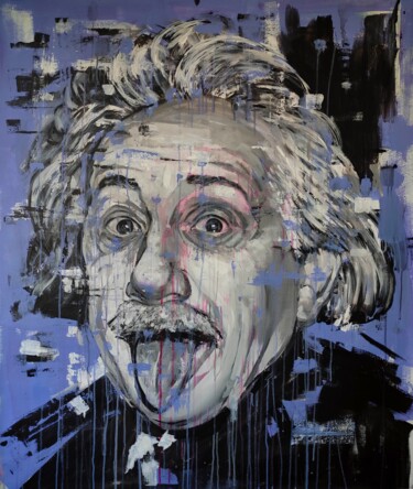 Schilderij getiteld "Albert Einstein" door Zahar Kondratyuk, Origineel Kunstwerk, Acryl