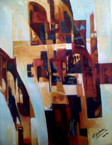 Peinture intitulée "vue en haut" par Zahia Hachache, Œuvre d'art originale