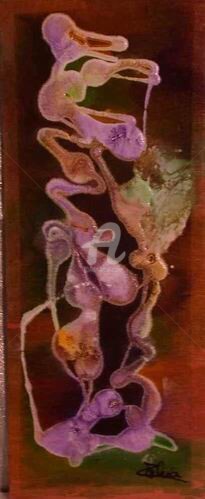 Peinture intitulée "Orchidee alien" par Zahia, Œuvre d'art originale
