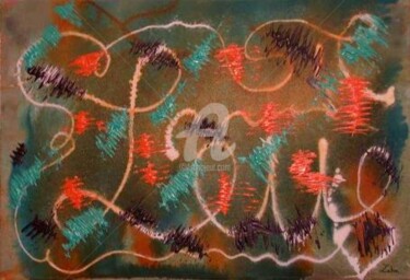Peinture intitulée "Electrons amoureux" par Zahia, Œuvre d'art originale