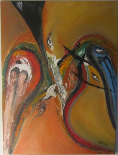 Peinture intitulée "danse des oiseaux" par Z.Akli, Œuvre d'art originale