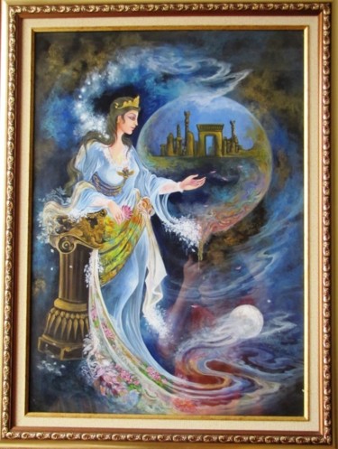Painting titled "Achaemenian Lady Pe…" by Zahra Saei, Original Artwork, Oil