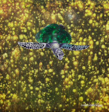 Painting titled "Green Turtle Series…" by Zaimie Sahibil, Original Artwork, Acrylic