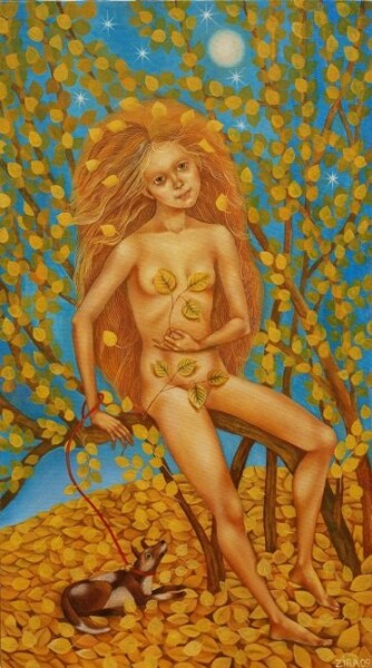 Картина под названием "Друг для осени" - Зайцева Ирина Евгеньевна, Подлинное произведение искусства