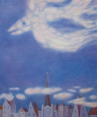 Картина под названием "Самое высокое облак…" - Зайцева Ирина Евгеньевна, Подлинное произведение искусства