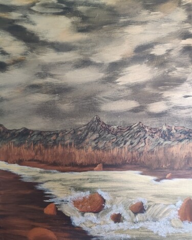 Painting titled "Copper Land" by Zakaria Aboukhriss, Original Artwork, Acrylic