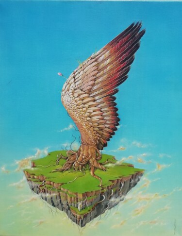 Peinture intitulée "l'aile" par Zakarie Benhammada, Œuvre d'art originale, Huile