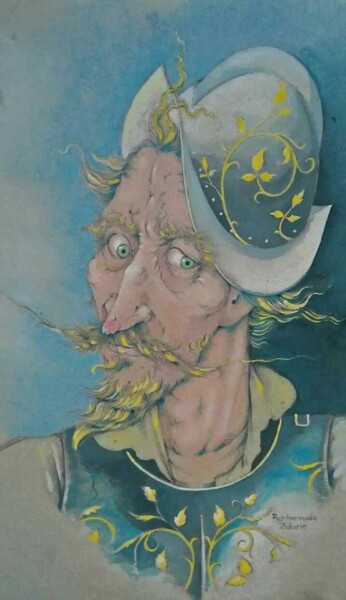 Painting titled "Don Quichotte" by Zakarie Benhammada, Original Artwork, Gouache