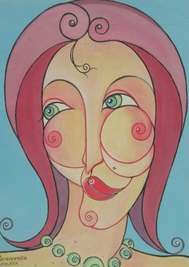 Schilderij getiteld "la femme fatale" door Zakarie Benhammada, Origineel Kunstwerk, Gouache