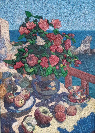 Painting titled "Flowers And Fruits" by Zakhar Dadaian, Original Artwork, Oil