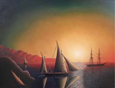 Peinture intitulée "Sunset" par Zakhar Dadaian, Œuvre d'art originale, Huile