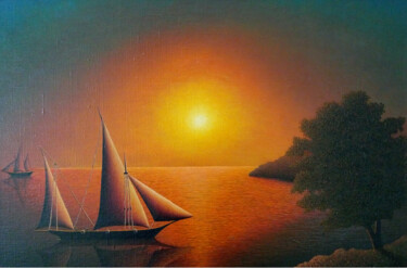 Peinture intitulée "Seascape" par Zakhar Dadaian, Œuvre d'art originale, Huile